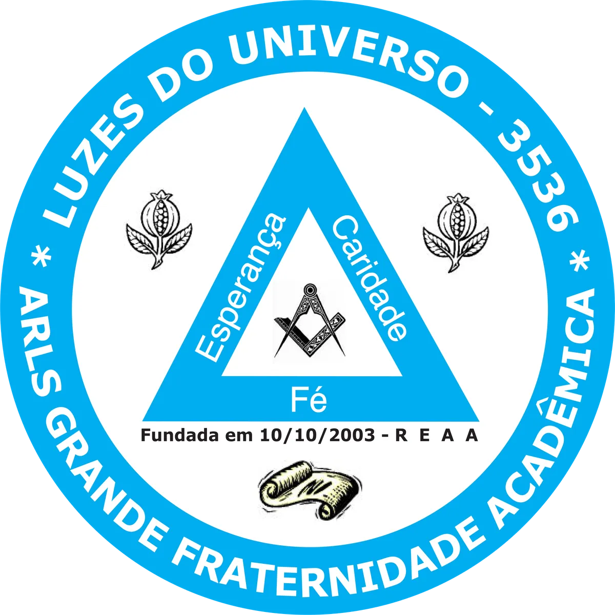 Selo da Augusta e Respeitável Loja Simbólica Grande Fraternidade Acadêmica Luzes do Universo nº 3536, fundada em 10/10/2003